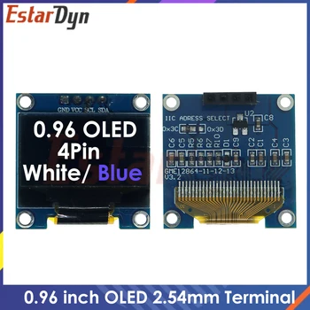 0,96 инчов OLED Модул RoHS 2.54 мм Съединителните клеми IIC I2C За връзка Бяло/синьо 128X64 0,96 