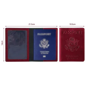 1 бр., американски калъф за паспорт от изкуствена кожа, американски женски мъжки калъф за паспорт, модерен калъф за документи за пътуване, калъф за паспорт