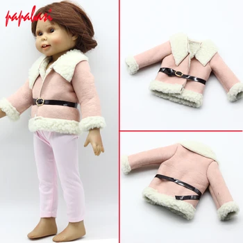 1 бр., розова вълна палто, стоп-моушън дрехи с колан за 1/3 18-инчовата кукли-момичета, подходящи аксесоари за кукли 43 см