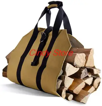 1 бр. чанта за съхранение на дърва за огрев, холщовая чанта за съхранение на дърва за огрев за къмпинг, чанта за съхранение на кибрит, чанта-тоут за дома, кухненски принадлежности