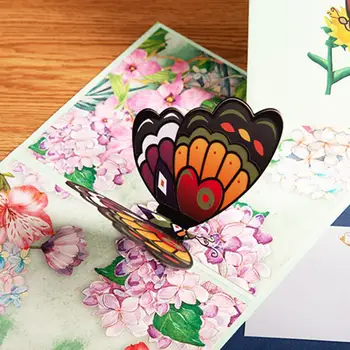 1 Комплект Привлекателна картички с благоговение, Гладка повърхност, Выражающая любов, Атрактивни подаръци за душата на детето, Поздравителна картичка с пеперуда