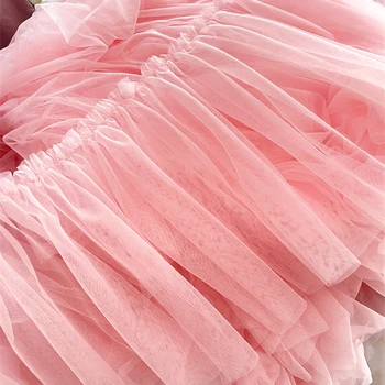 1 метър 30 см Тюл 3D Розово-бяла плиссированная mesh материя с къдри, ресни, лейси кант, на бродирани ленти, аксесоари за шиене на рокли