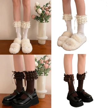 1 чифт чорапи с кружевными накъдрен, чорапи-лодки, чорапи в стил Лолита за момичета, тънки чорапи T8NB