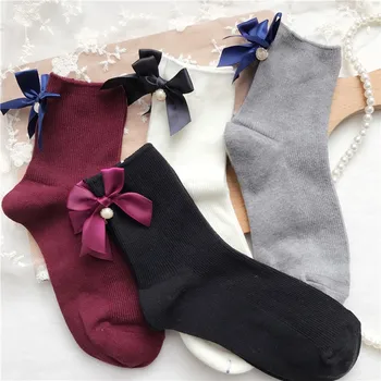 1 Чифт японски чорапи в стил Лолита, мила жена, къси чорапи с лък, Летни памучни чорапи принцеса с волани, високо качество