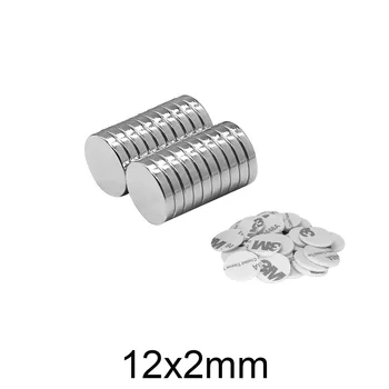 10 ~ 200ШТ Диск 12x2 мм редкоземельный неодимовый магнит със самозалепваща лента 3 м до 12 * 2 Кръг на силният постоянен магнит 12x2
