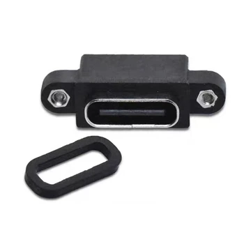 10 бр Micro-USB TYPE C 4Pin Водоустойчив женски конектор USB C с отвор за винта Интерфейс за зареждане захранване USB конектор
