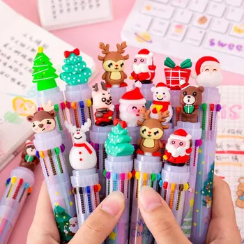 10 Цветна дръжка с дизайн от Анимационни Коледни канцеларски принадлежности, подаръчни аксесоари за студенти