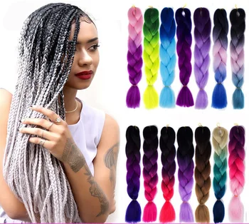 100 грама 120 Цвята Синтетични комплекти за удължаване на коса, плетене на косата за жени на едро 24 
