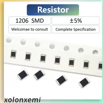 100шт 1206 резистор 5% SMD 2,5 Mw 0.Ω 12Ω 150Ω 4,7 Ком 470 Ком 2 Ω Mω Добре дошли на поръчка
