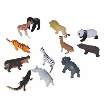 12 бр. фигурки на животни в джунглата, реалистични образователни играчки във формата на животни в джунглата, слот комплект, подходящ за деца, Коледа