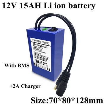 12v 15Ah Акумулаторна Литиева батерия 18650 12v 15.6 Ah Li-po Полимерна за Резервно Захранване на електрически Инструменти, Електрически Играчки + Зарядно Устройство 2A