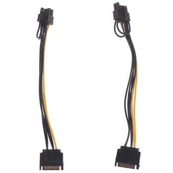 1бр 15-пинов SATA до 8-номера за контакт (6 + 2) кабел за захранване PCI-E 20 см Кабел SATA от 15-за контакт на до 8-контактна кабел за графична карта