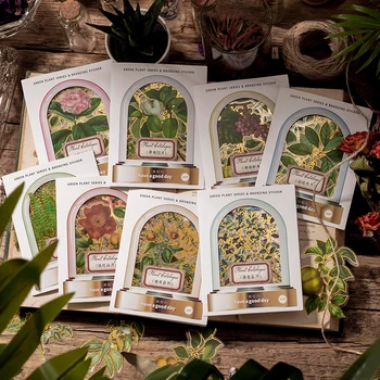 20 Опаковки на Едро Растения ПЕТ Sticker Pack Green Fresh Account Прозрачен Материал за Scrapbooking Deco Leaves