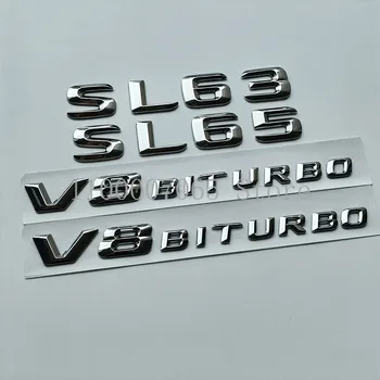 2015 Хромирани Остри Букви SL63 SL65 V8 Biturbo Top ABS Емблемата на Mercedes Benz AMG Кола Странично Крило на Багажника Табела С Логото на Стикер