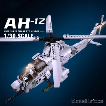 2023 Военен Изтребител Viper Хеликоптер WW2 SWAT Самолет Градивен елемент AH1Z Модел самолет Тухли Момче Играчка за Деца, подарък