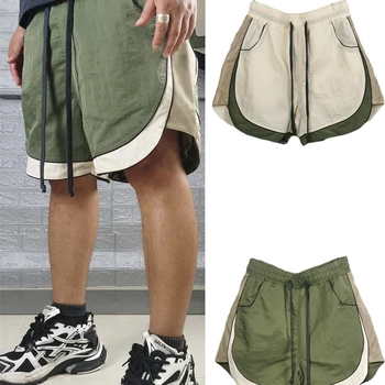 2023 Летни шорти с мрежесто модел в стил мозайка на съвсем малък за мъже и жени, Реколта къси панталони за по-добро качество, Градинска облекло за мъже