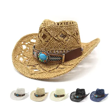 2023 Нови пролетно-летни сламени шапки от слънцето, за жени, мъже Панама, ковбойская шапка в западен стил, плажна шапка солнцезащитная