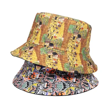 2023 Памучни шапки-ведерки с принтом лице Operas за мъже и жени, лятна солнцезащитная Рибарска шапка, пътна плажната Панама, Дамски ретро шапка