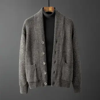 2023, пролетта и есента модерен мъжки жилетка, пуловер, обикновен пуловер копчета палто, мъжки дебела топла мъжки трикотажная облекло