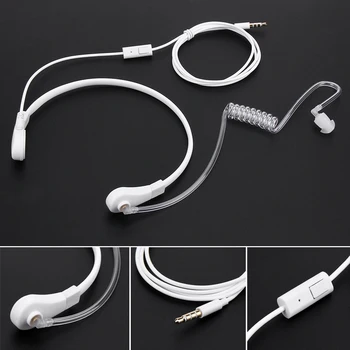 3,5 мм Гърлото микрофон Микрофон слушалки Скрита Въздушна Тръба Слушалка Слушалки за iPhone Android Бял