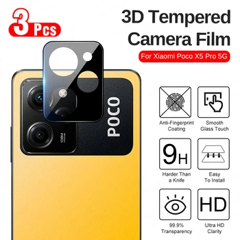 3 бр 3D Закалена Филм За Камера Xiaomi Poco Pro X5 X5 5G Калъф За Задна Леща Poxo Poko Pofo PocoX5 X5Pro 5g Протектор на Екрана на Камерата