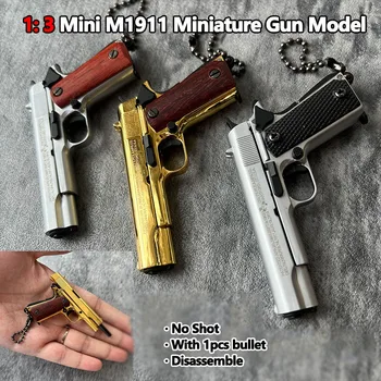 3 Цвята 1:3 Мини Пистолета M1911 Играчки-Пистолети Умален Модел на Ключодържател Изцяло Метален корпус От легирана Не може да стреля Подарък (без кутия)
