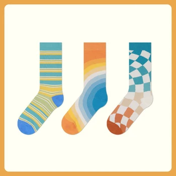 3 чифта чорапи California sunset, дамски чорапи Street приливи и отливи, ins, чифт чорапи, памучни чорапи със средна дължина