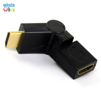 300 бр./лот Универсален HDMI 1.4 Ъглов тип HDMI мъж към жена 90 180 360 градуса Въртящ се адаптер Позлатени конектори черен