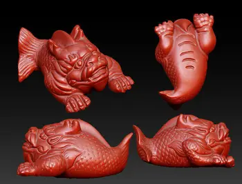 3D модел за машина за 3D-образна скулптура с ЦПУ във формат на файла STL Китайската култура, Риба-дракон