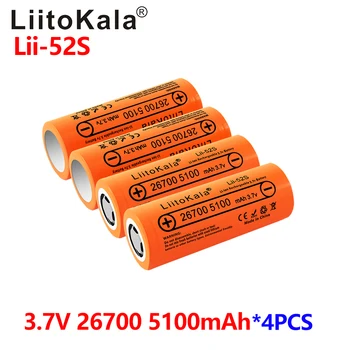 4 бр. Liitokala LII-52S Клас A 3,7 В 26700 5200 mah 20A Мощност Акумулаторна литиева батерия от 3.7 5100 мА Подходящ за фенерче