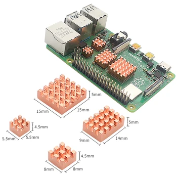 4 бр./компл. Метален меден радиатор комплект охладител пасивни Радиатора на охлаждащата площадки радиатор за охлаждане на Raspberry Pi 4B 4 Модел B