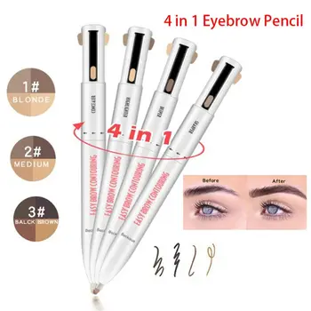 4 В 1 НОВИЯТ молив за вежди Водоустойчив за рисуване на веждите Издръжлив лек цветен молив за вежди женски грим козметичен инструмент