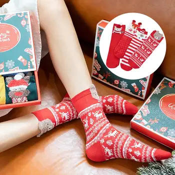 4 Чифта Чорапи, Коледни Чорапи, Запазването На Топлина Чорапи От Чист Памук За Възрастни, Универсални Чорапи За Коледа На Фестивала За Ежедневието, Подарък За Нова Година 2023