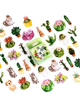 40 опаковки на едро кутия стикери кактусовое растение цветя е Рано сутрин албум за изрезки Референтен Дневник САМ Декоративна стикер ръчно изработени 4 см