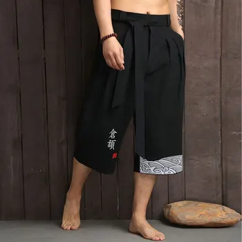 4XL мъжки панталони за йога в китайски стил, памук, спално бельо, зреещи, ежедневни широки спортни панталони за джогинг, фитнес зала, ушу, всекидневни спортни панталони