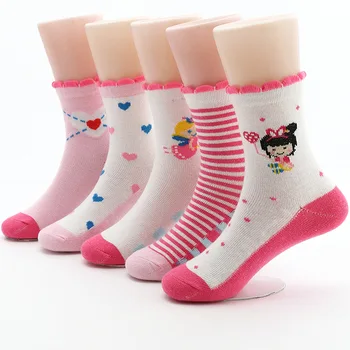 5 двойки/лот 2021 Нови пролетни бебешки чорапи за момичета 3-12 години памучни чорапи детски памучни чорапи
