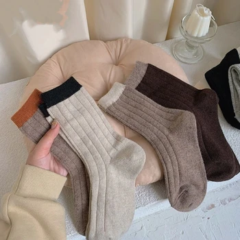 5 двойки/лот, комплекти от чорапи, обикновена, елегантни, ретро, дълги памучни дамски чорапи, дишащи, ежедневни дълги памучни чорапи в японски стил