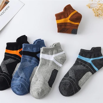 5 чифта мъжки чорапи, висококачествен памук случайни годишният дишаща мек спортен костюм за бягане на открито, кратък мъжки чорап с дълбоко деколте