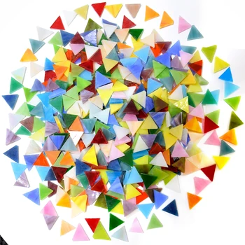 500 г триъгълна смесени фрагменти витражного стъкло DIY теракотни плочки за бродирани, на парчета витражного стъкло за мозаичных проекти