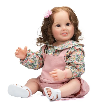 55 см Кукли Bebe Reborn за цялото Тяло, меки силиконови кукли Reborn за малки момичета, Cammi Smile Лице, ръчно рисувани, кукла за деца