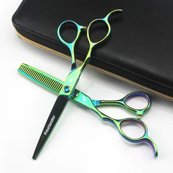 6-инчови ножица за подстригване на коса с лявата си Ръка от неръждаема Стомана с изтънчен нож Фризьорски ножици Салонные ножица за подстригване на коса