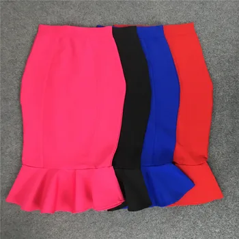 6 Цвята, 71 см, женски елегантни поли-бандажи с волани с дължина до коляното, Високо качество, офис женска пола-молив, на Главната улица