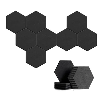 8 Опаковки, Самозалепващи се шестиугольной акустични панели, звукопоглощающая панел за студиа/звукозаписни студия/офиси, черна