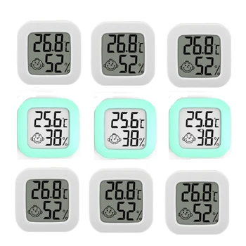 9 бр. Мини цифров термометър-влагомер за помещения, определени за измерване на влажността в помещението, LCD дисплей, сензор за температура и влажност на въздуха