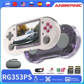 ANBERNIC Новата Портативна игрова конзола RG353PS с 3,5-инчов IPS-екран LINUX-система RK3566 Wi-Fi и Bluetooth Ретро-видео 4000+ Игри