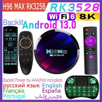 Android 13,0 H96 MAX RK3528 Четириядрен Wifi6 8K Двойна Wifi 2,4 G 5G BT5.0 2 GB 4 GB 16 GB 32 GB 64 GB 100 М LAN Dual Smart TV Box