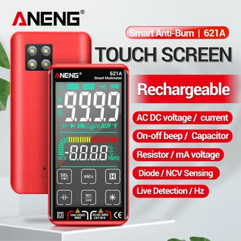 ANENG 621A Интелигентен Цифров Мултицет С Докосване на Екрана 9999 Броя Автоматичен Обхват на Акумулаторна батерия NCV Универсален Измерител на Волтметър Ammete