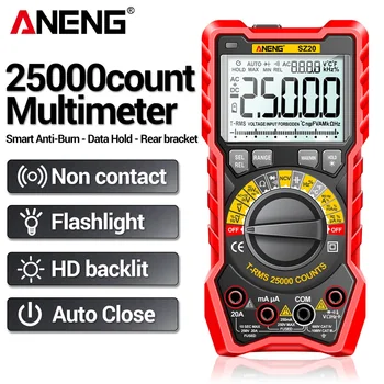 ANENG SZ20 професионален цифров мултицет 25000 точки, електрически тестер за променлив/постоянен ток, измерване на напрежение за кола, Ω, температурата на кондензатора