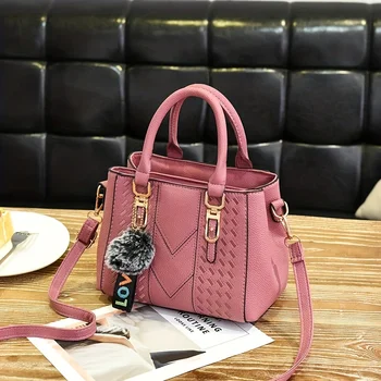 Bag-чанта с бродерия, модни дамски чанта през рамо от изкуствена кожа с двойна дръжка и окачване