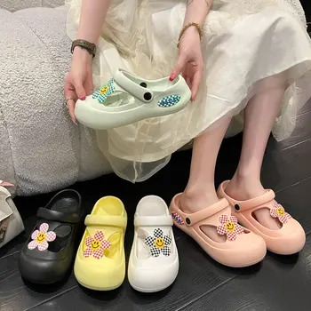 Baotou - дамски ежедневни чехли, обувки с перфорации, мека подметка, мини, дишащи, плажни сандали с двойно предназначение